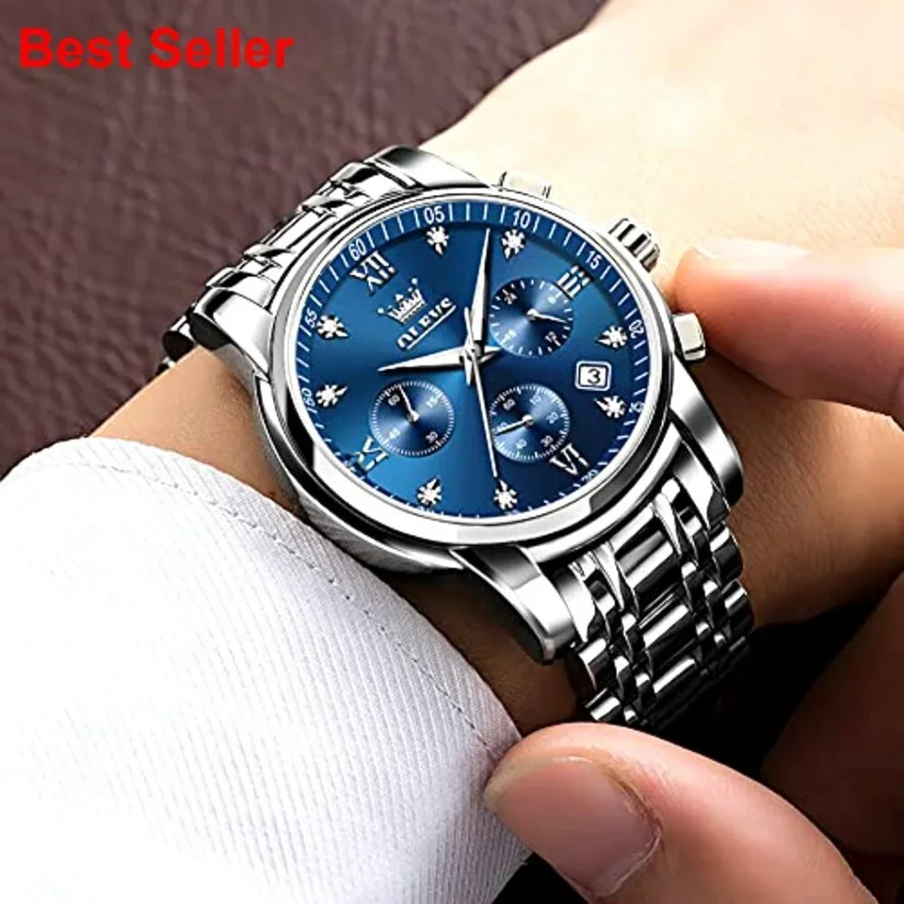 Stainless Steel Waterproof Watch with Adjustable Bracelet Quartz Movement